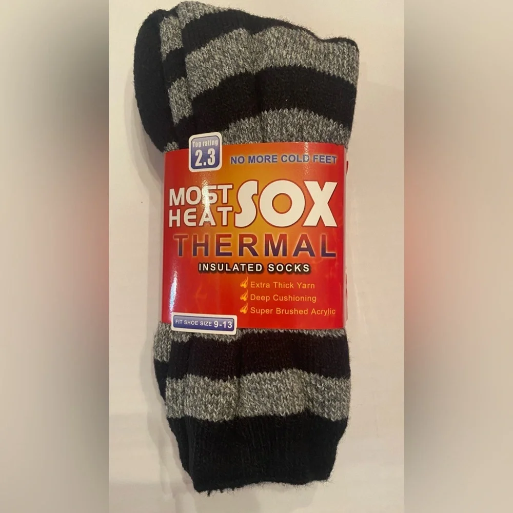 Most Heat Sox Thermal‎ Insulated Socks Adult Unisex Fit Shoe Size 9 - 13